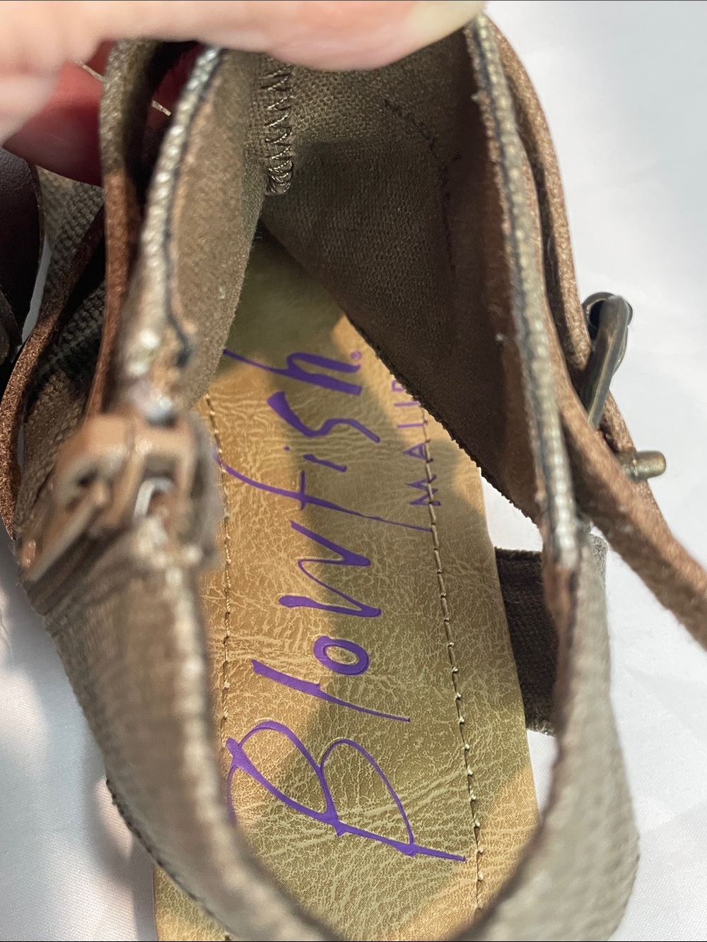 Malibu Women’s Sandals — Taupe Canvas with Brown Leather Straps - Picture 3 of 7